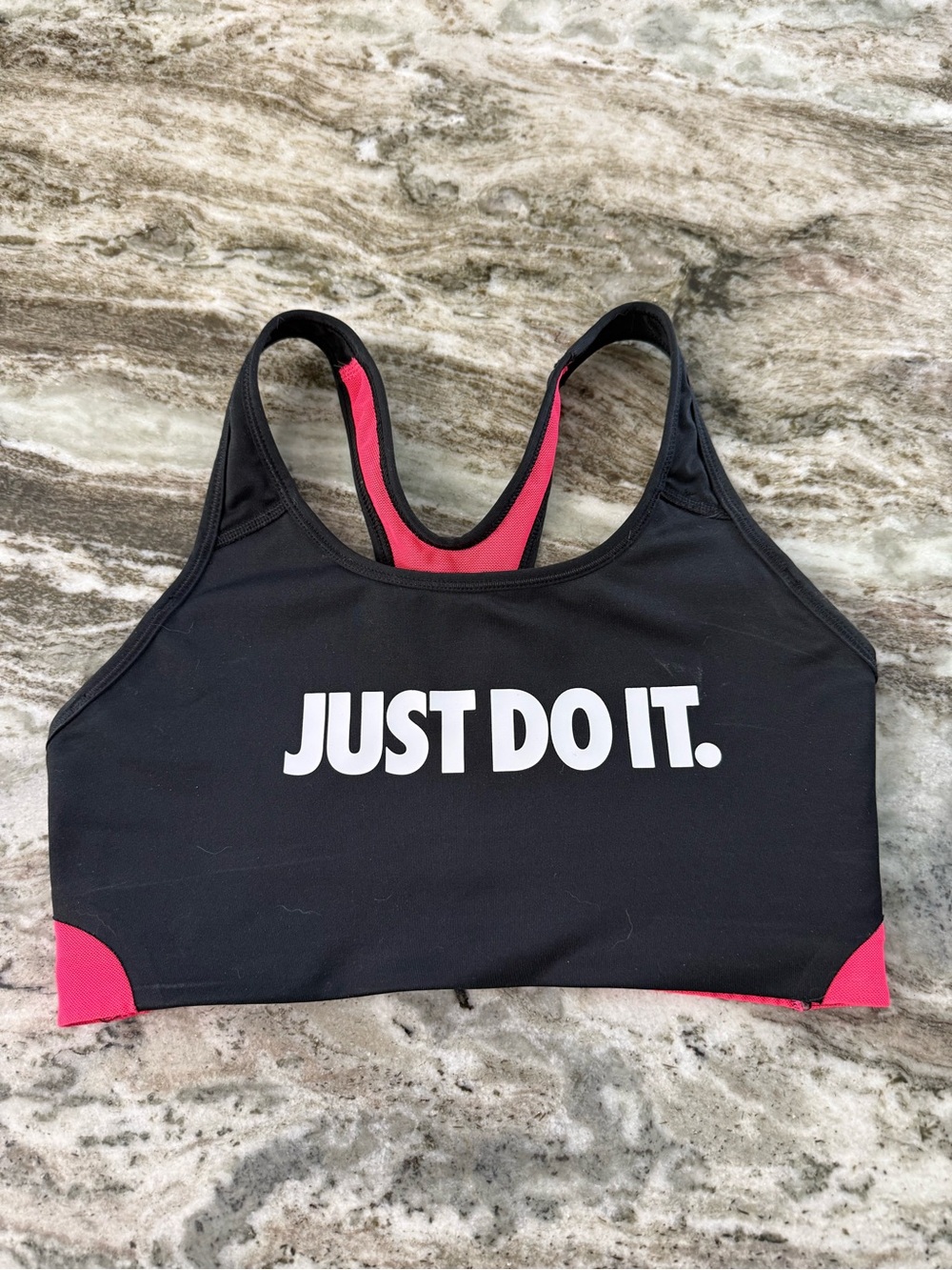 Nike Black & Pink Women's Swim Crop Top - 'JUST DO IT.'